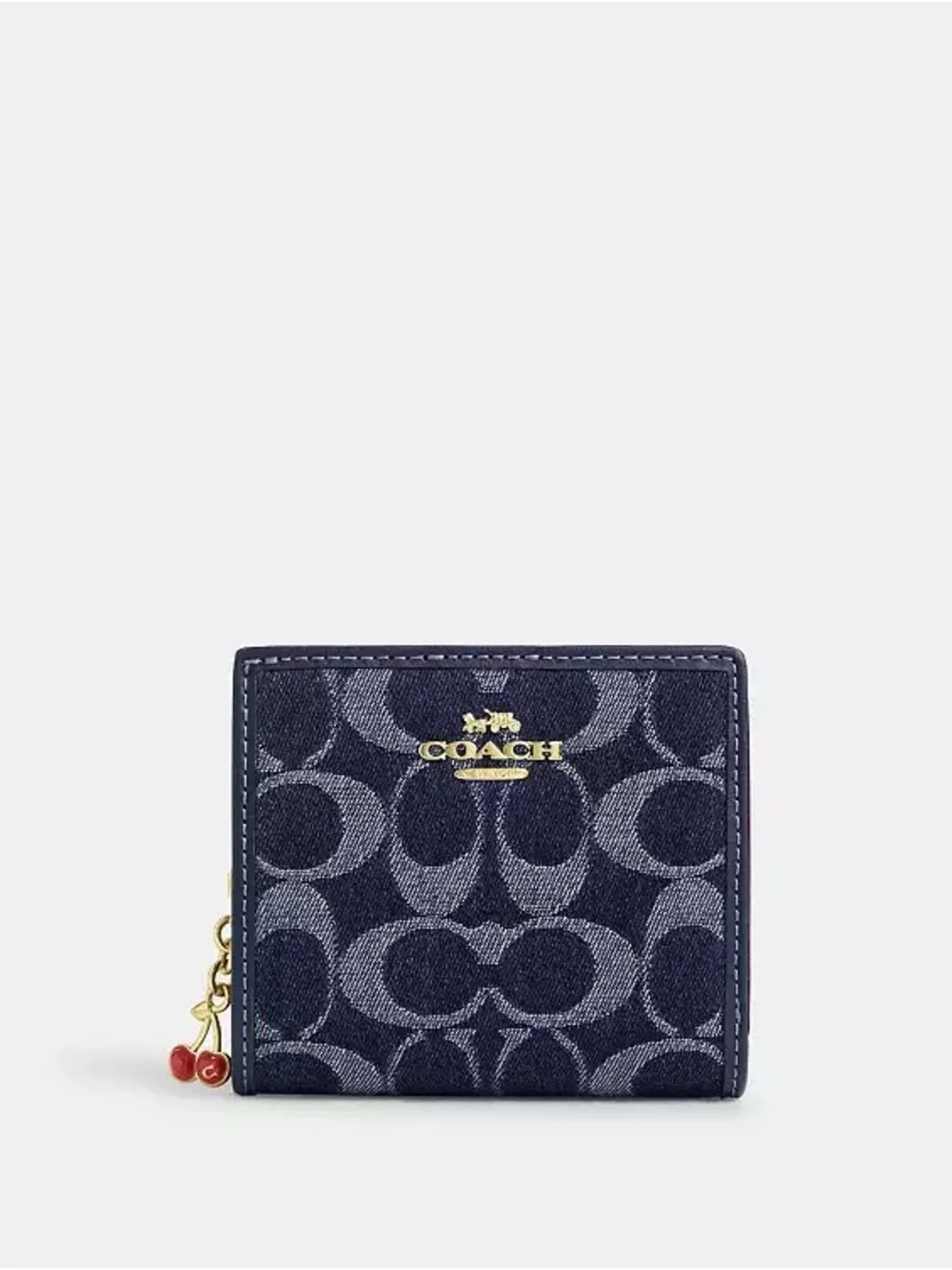 NWOT COACH Women's Black Snap Wallet In Signature Denim
